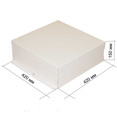 Коробка для торта 420мм*420мм*150мм, белая, без окна