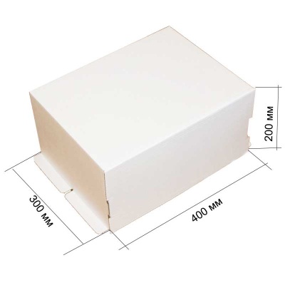 Коробка для торта 400мм*300мм*200мм, белая без окна